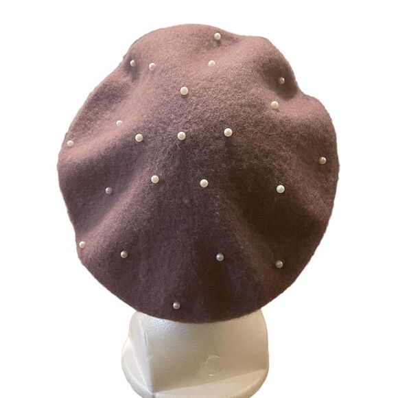 NWT INC International Concepts faux pearl mauve beret - Picture 3 of 10